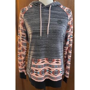Hooey Women's Patterned Hoodie - Black and Pink